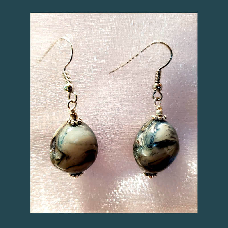 Grey Marble Dangle Earrings.