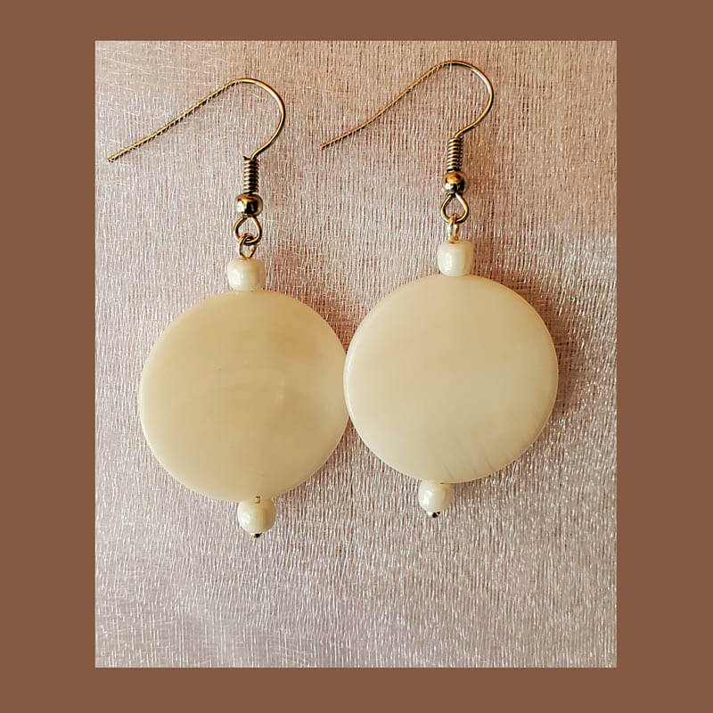 Flat Seashell Pearl Earrings.