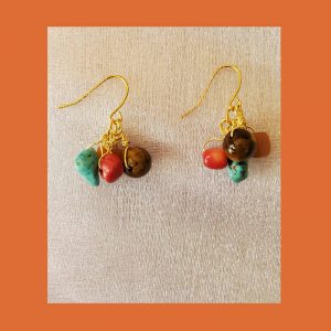 Three Tone Stone Earrings.