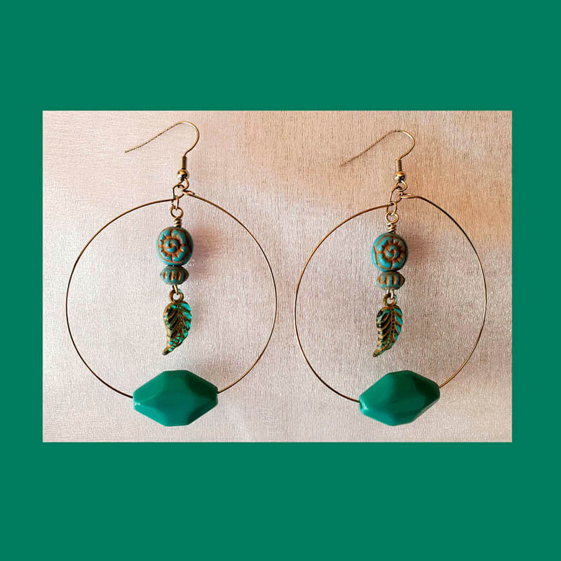 Three Tier Turquoise Hoop Earrings.