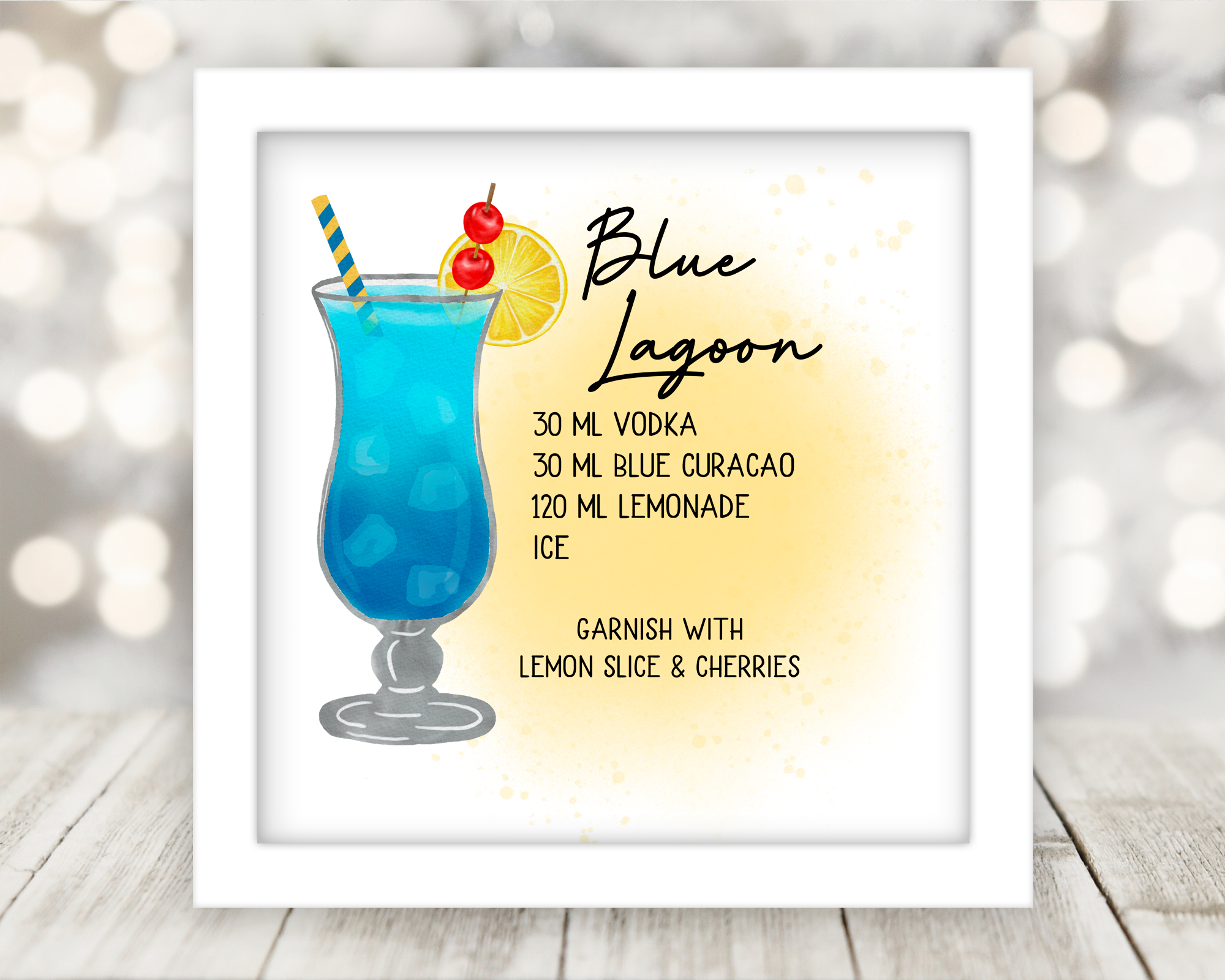 Drink Recipe Art Custom Sublimated and Framed