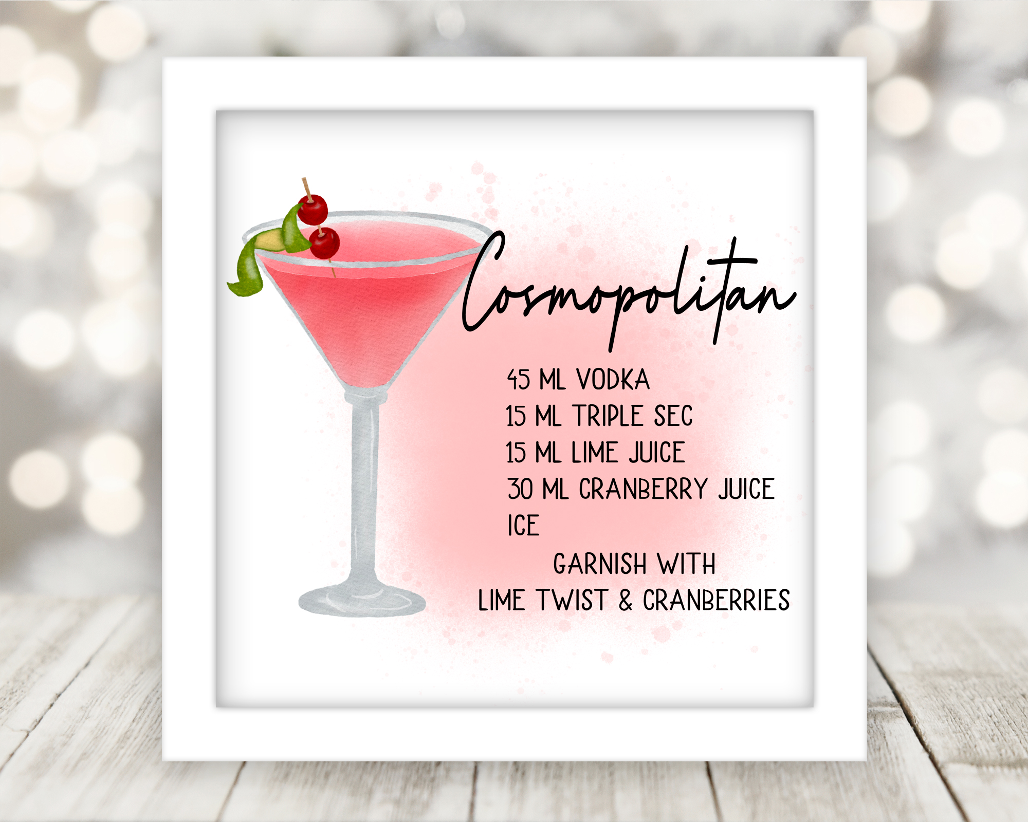 Drink Recipe Art Custom Sublimated and Framed - Image 15