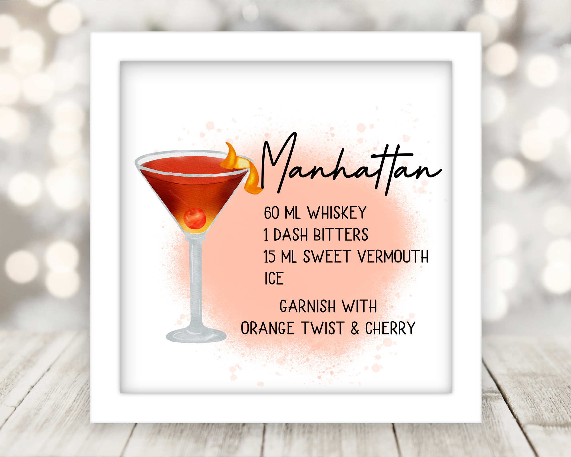 Drink Recipe Art Custom Sublimated and Framed - Image 12