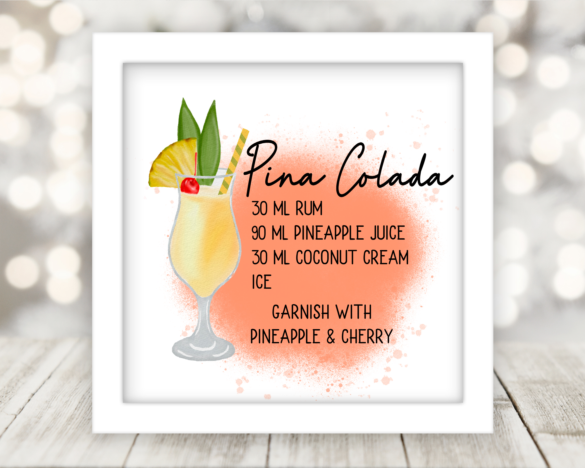 Drink Recipe Art Custom Sublimated and Framed - Image 7