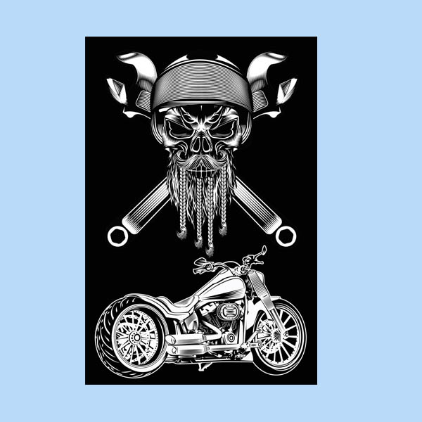 Chrome Style Biker Tools Garden Flag In Black And Chrome Look.