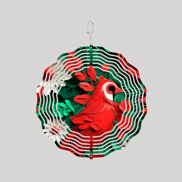 3D Cardinal Bird Metal Wind Spinner.