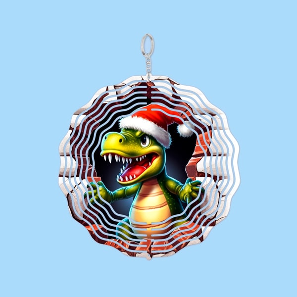 Christmas Green Dinosaur Garden Spinner.