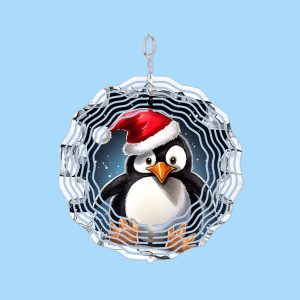 Custom Sublimated Christmas Penguin Wind Spinner