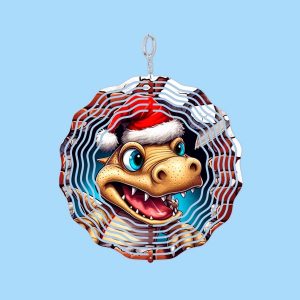 Christmas Yellow Dinosaur Garden Wind Spinner.