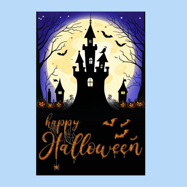 Haunted Mansion Castle Halloween Garden Flag For Yard.