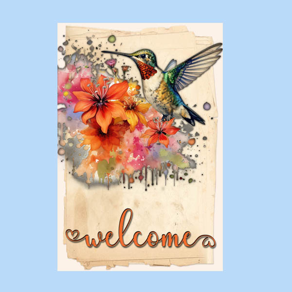 Colorful Humming Bird Garden Flag In Various Colors Great For Yard Decoration.
