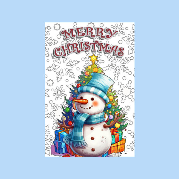 Christmas Garden Flag With A Snowman Dressed in Blue.