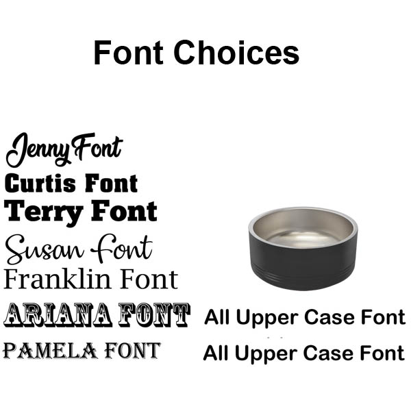 Pet Bowl Font Choices For Custom Laser Engraved Pet Bowls