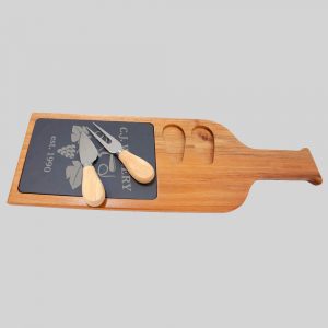 Acacia Wood and Natural Slate Serving Board Tools Included