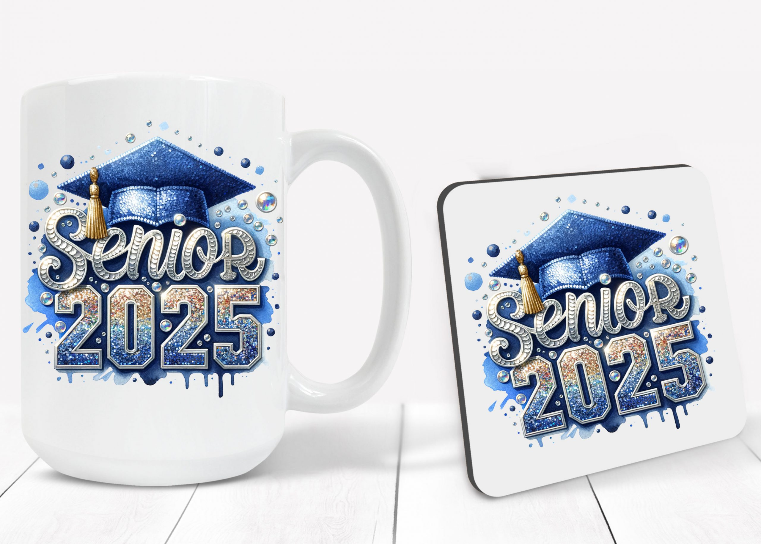 Graduation 2025 Sequin Coffee Mugs
