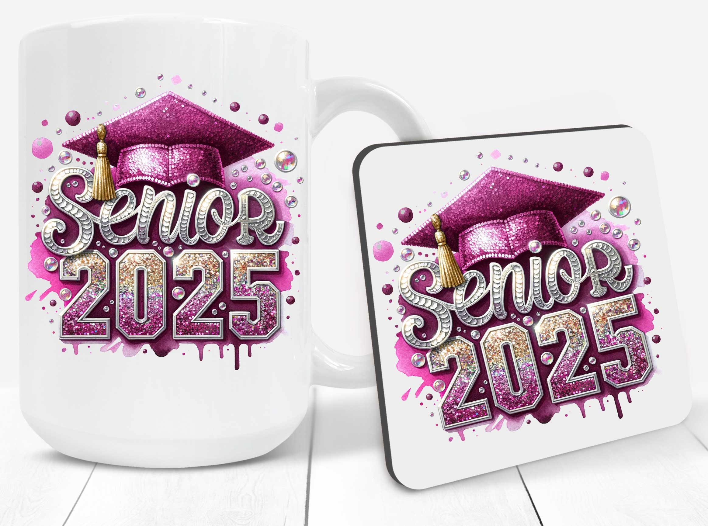 Graduation 2025 Sequin Coffee Mugs - Image 5
