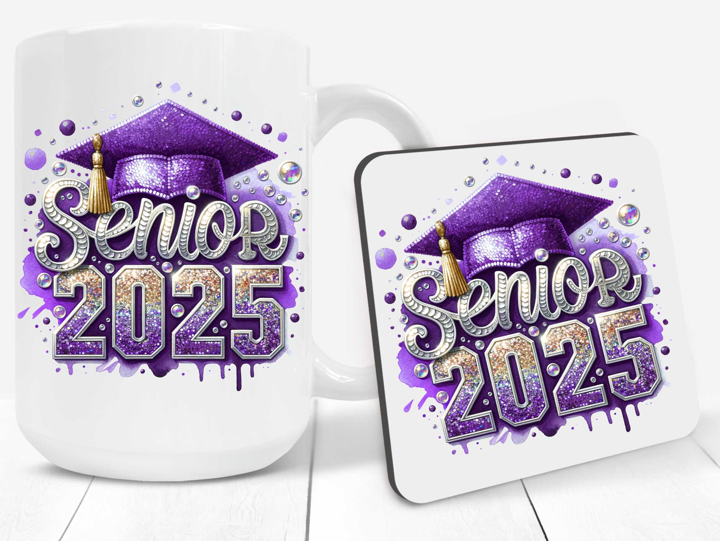 Graduation 2025 Sequin Coffee Mugs - Image 4