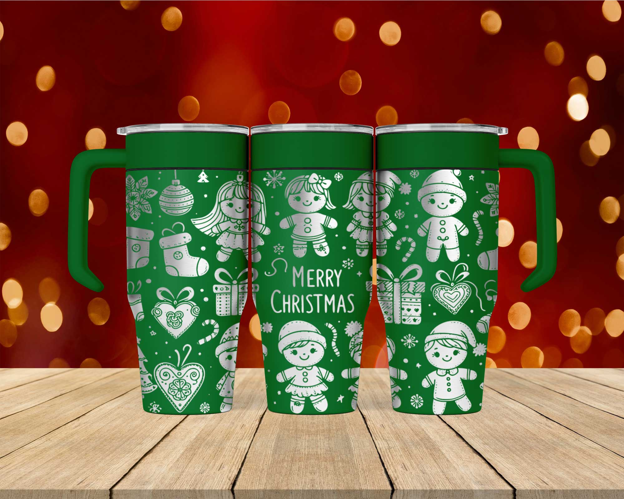 Laser Engraved Christmas Gingerbread Tumbler - Image 3