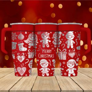 Laser Engraved Christmas Gingerbread Tumbler