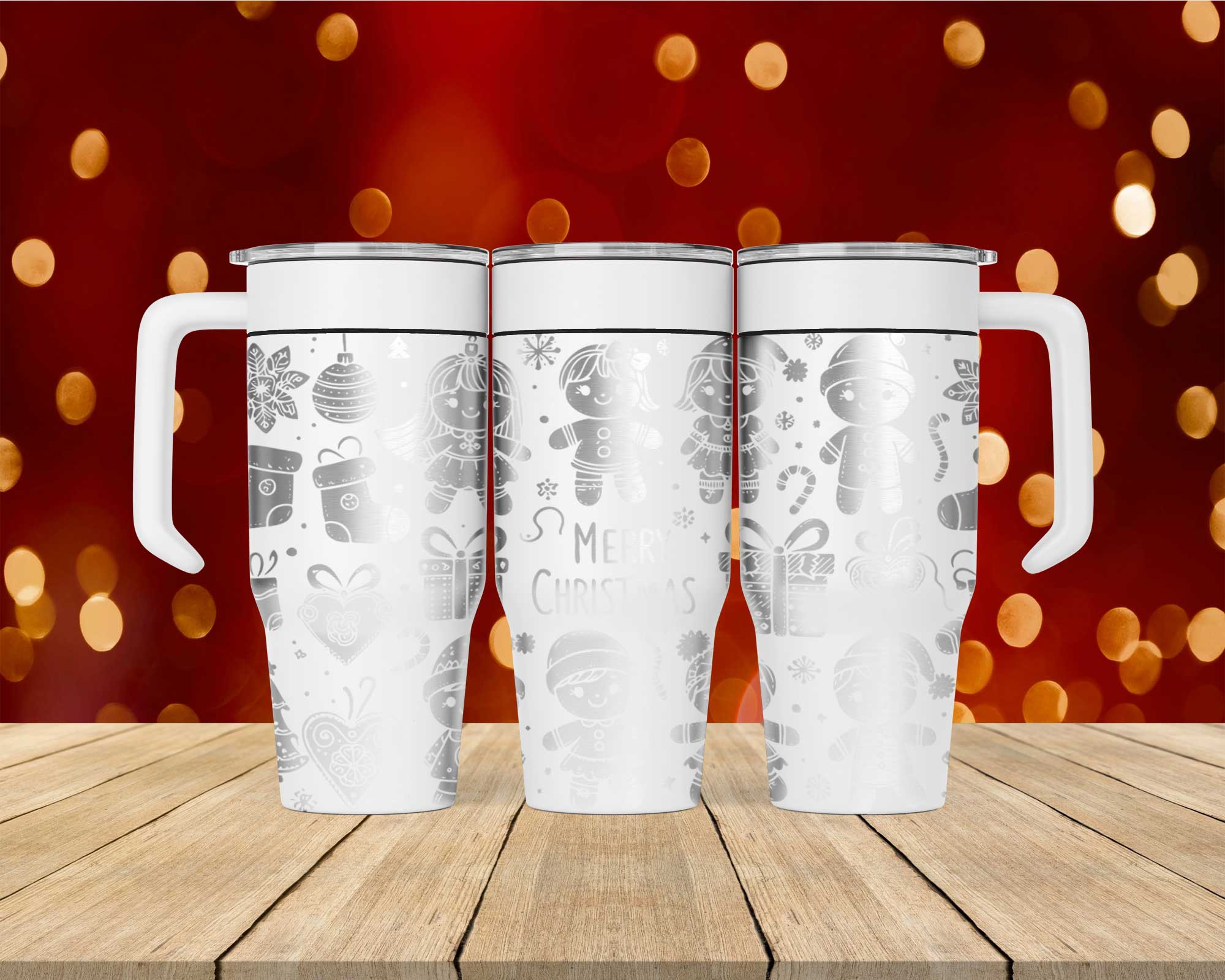 Laser Engraved Christmas Gingerbread Tumbler - Image 2