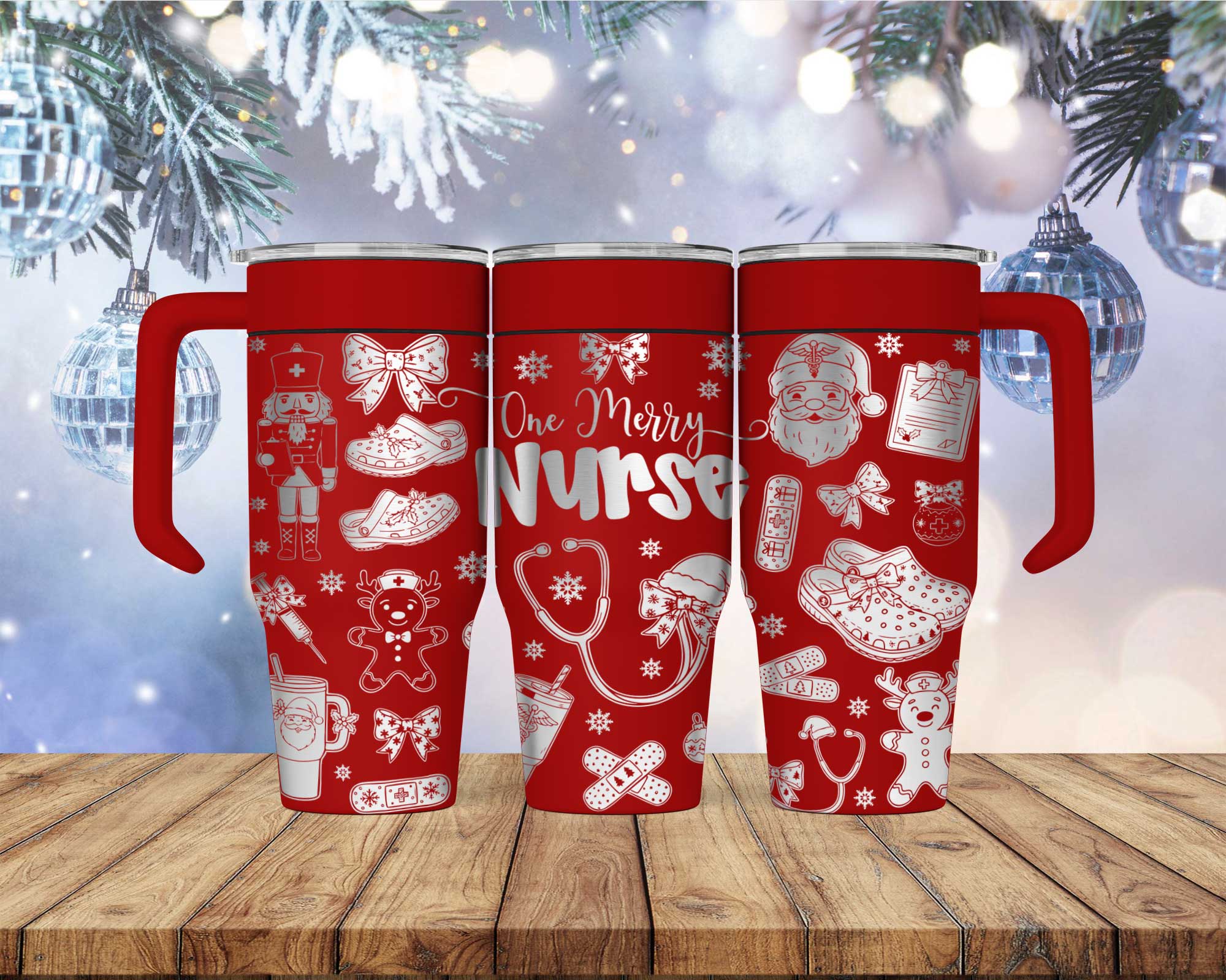 Laser Engraved One Merry Nurse Tumbler - Image 3