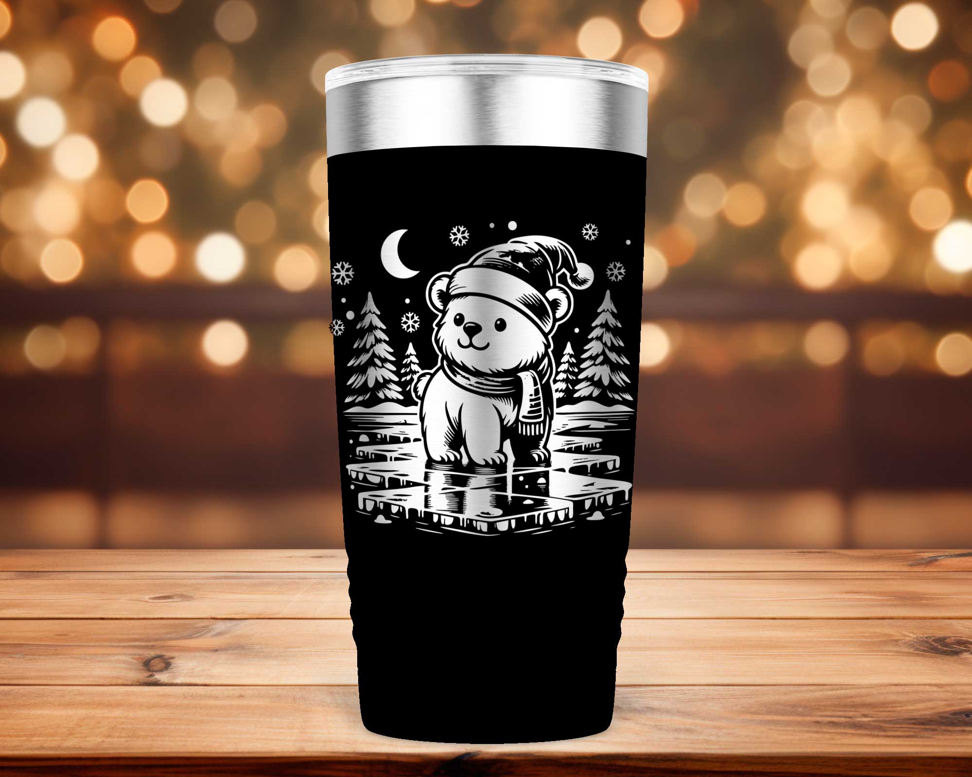 Laser Engraved Christmas Polar Bear Tumbler