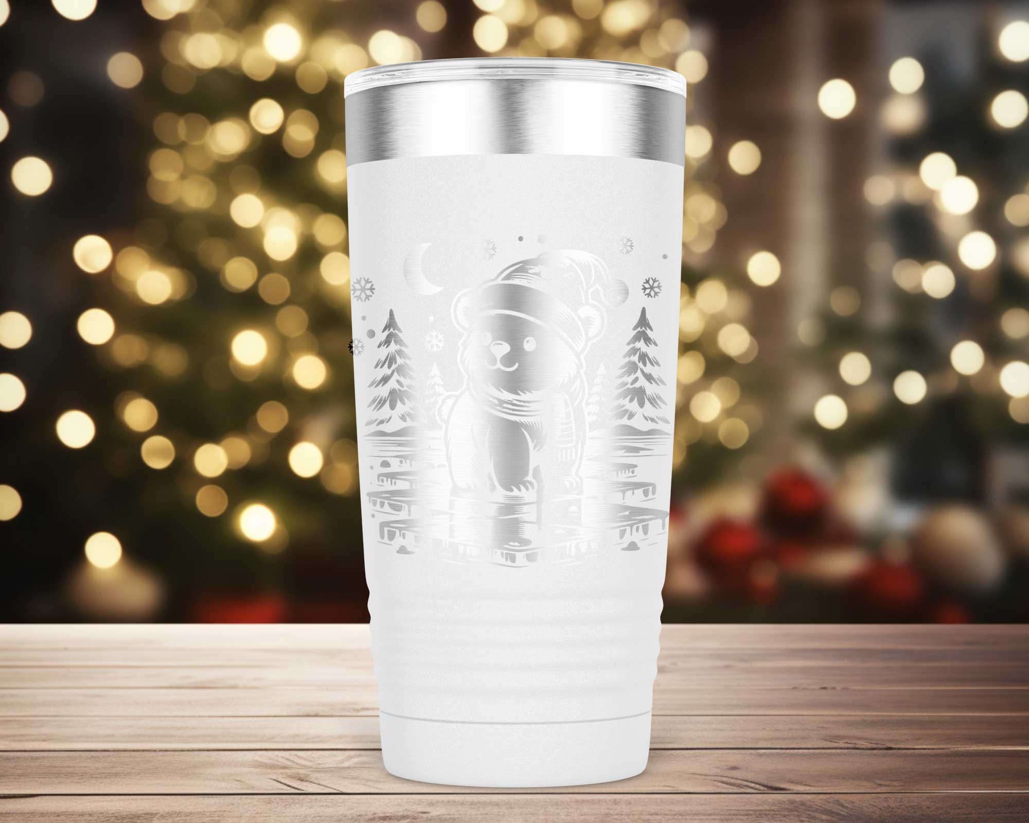 Laser Engraved Christmas Polar Bear Tumbler - Image 4
