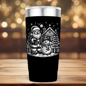 Laser Engraved Santa and Snowman Christmas Tumbler