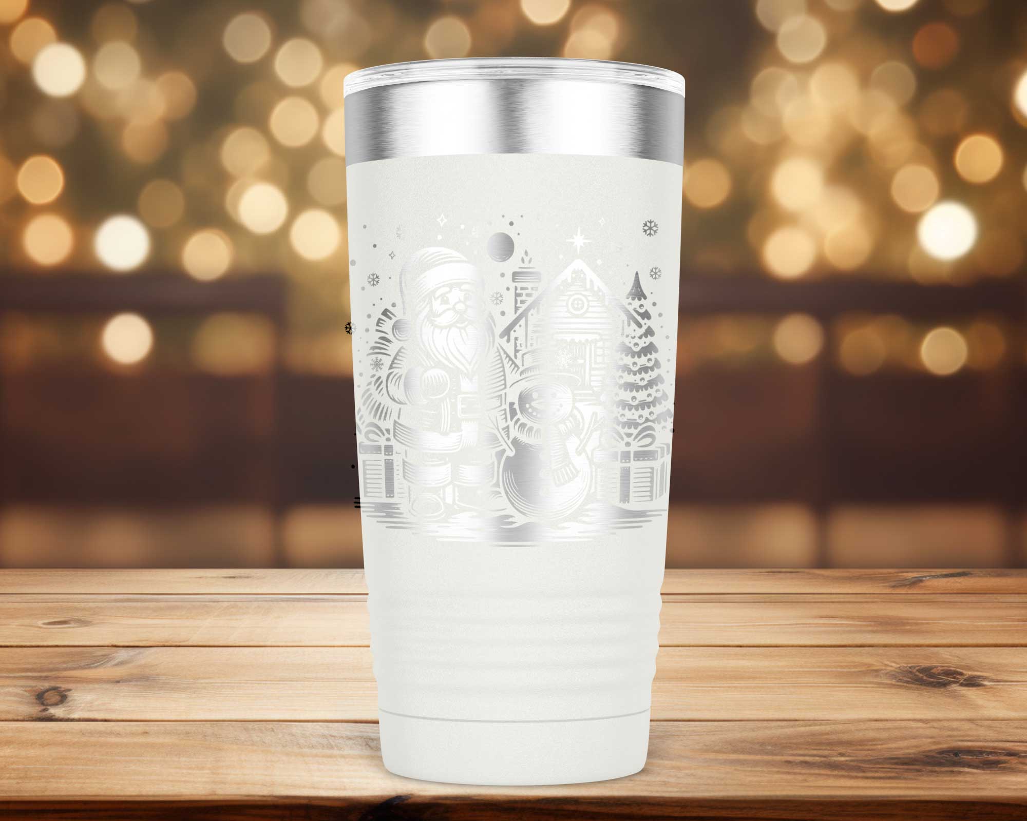 Laser Engraved Santa and Snowman Christmas Tumbler - Image 4
