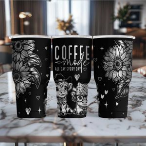 Highland Coffee Cow Laser Engraved Stainless Steel Tumbler