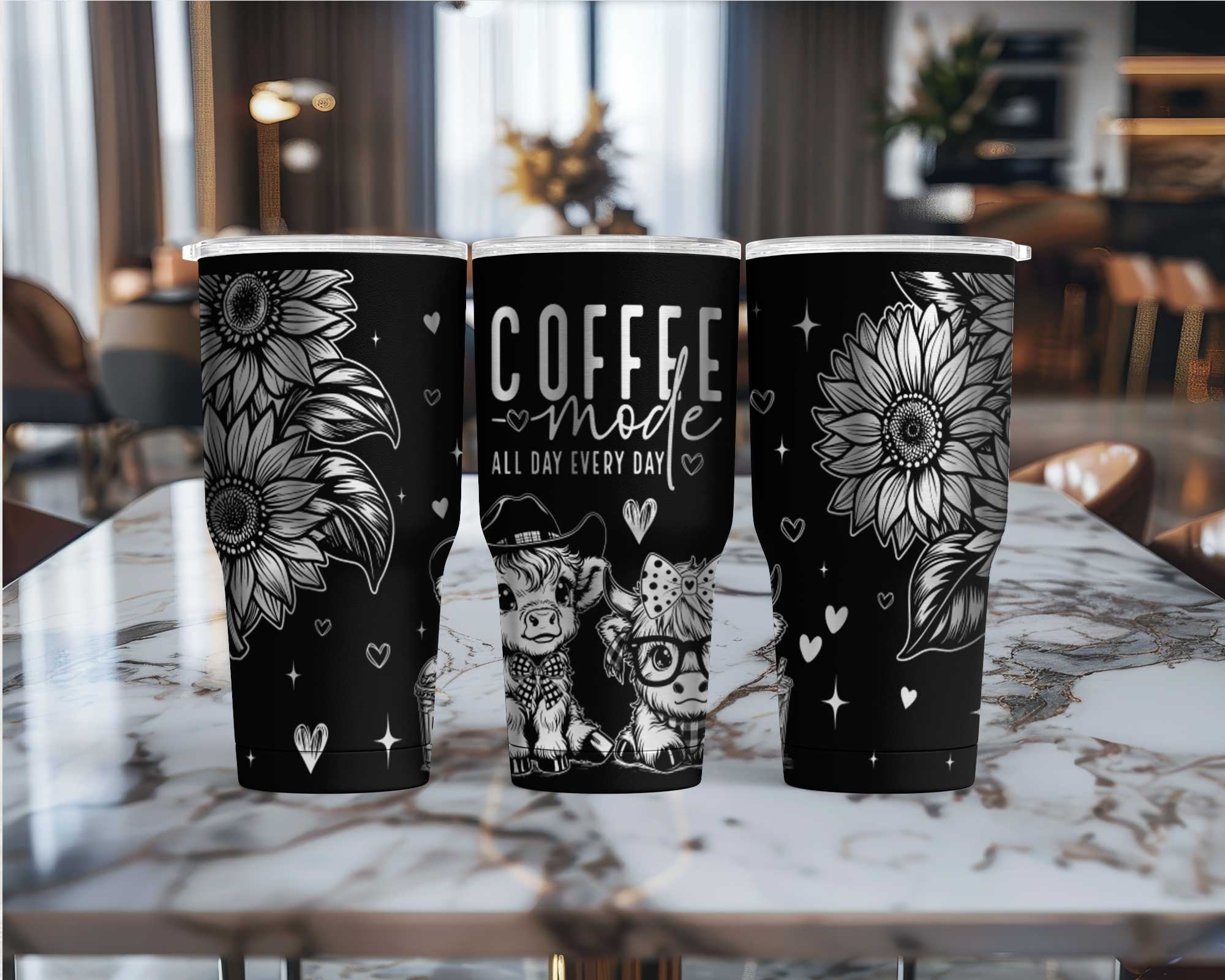 Highland Coffee Cow Laser Engraved Stainless Steel Tumbler