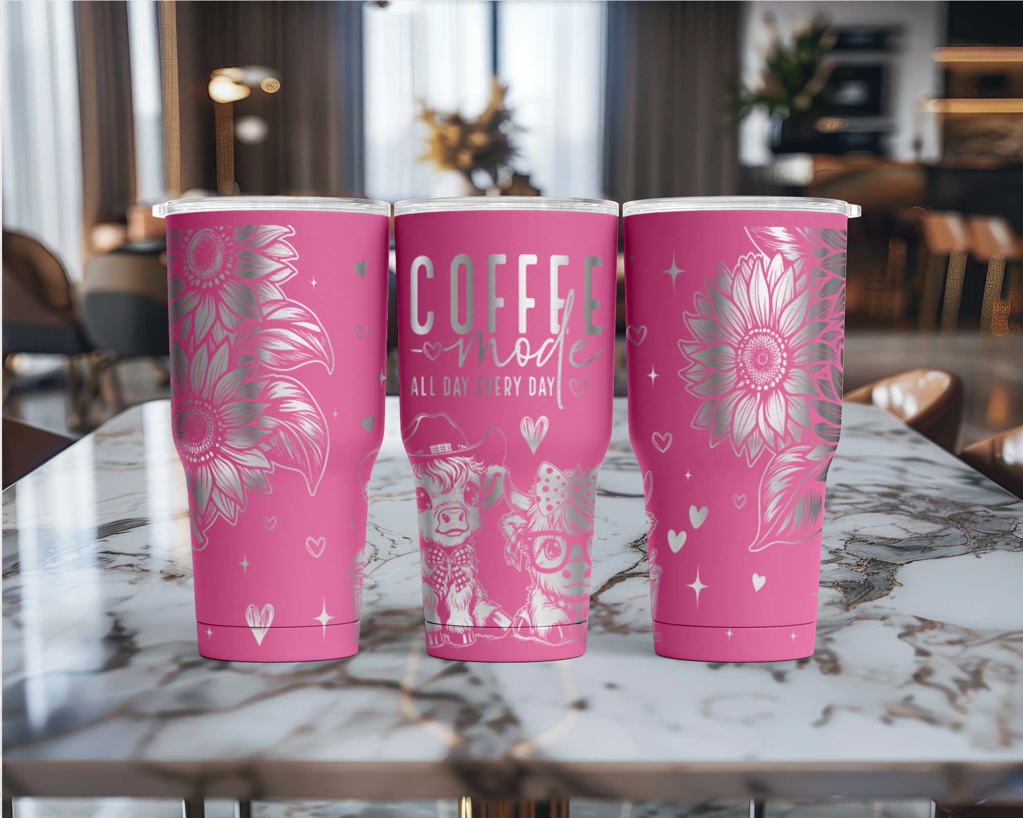 Highland Coffee Cow Laser Engraved Stainless Steel Tumbler - Image 3