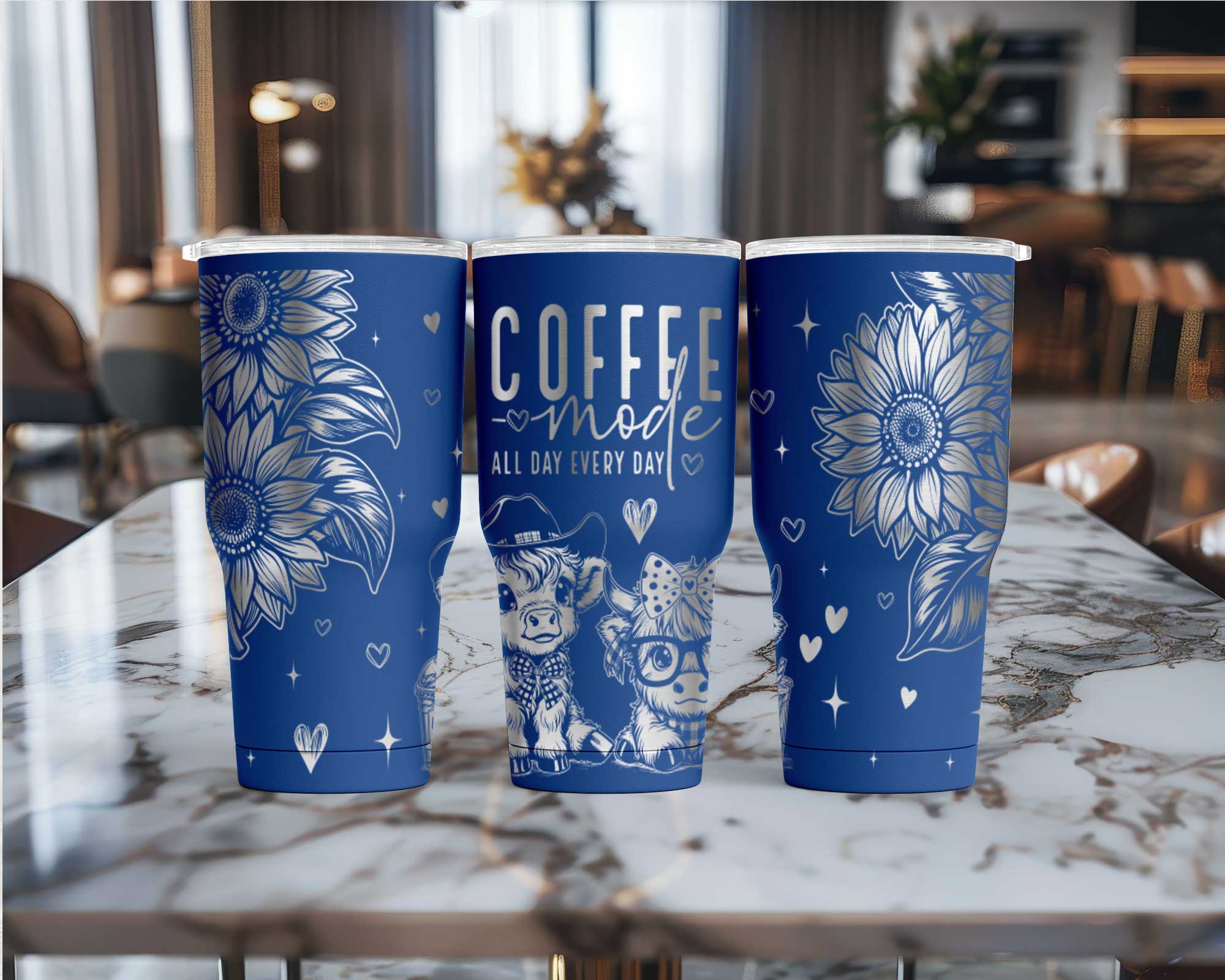 Highland Coffee Cow Laser Engraved Stainless Steel Tumbler - Image 2