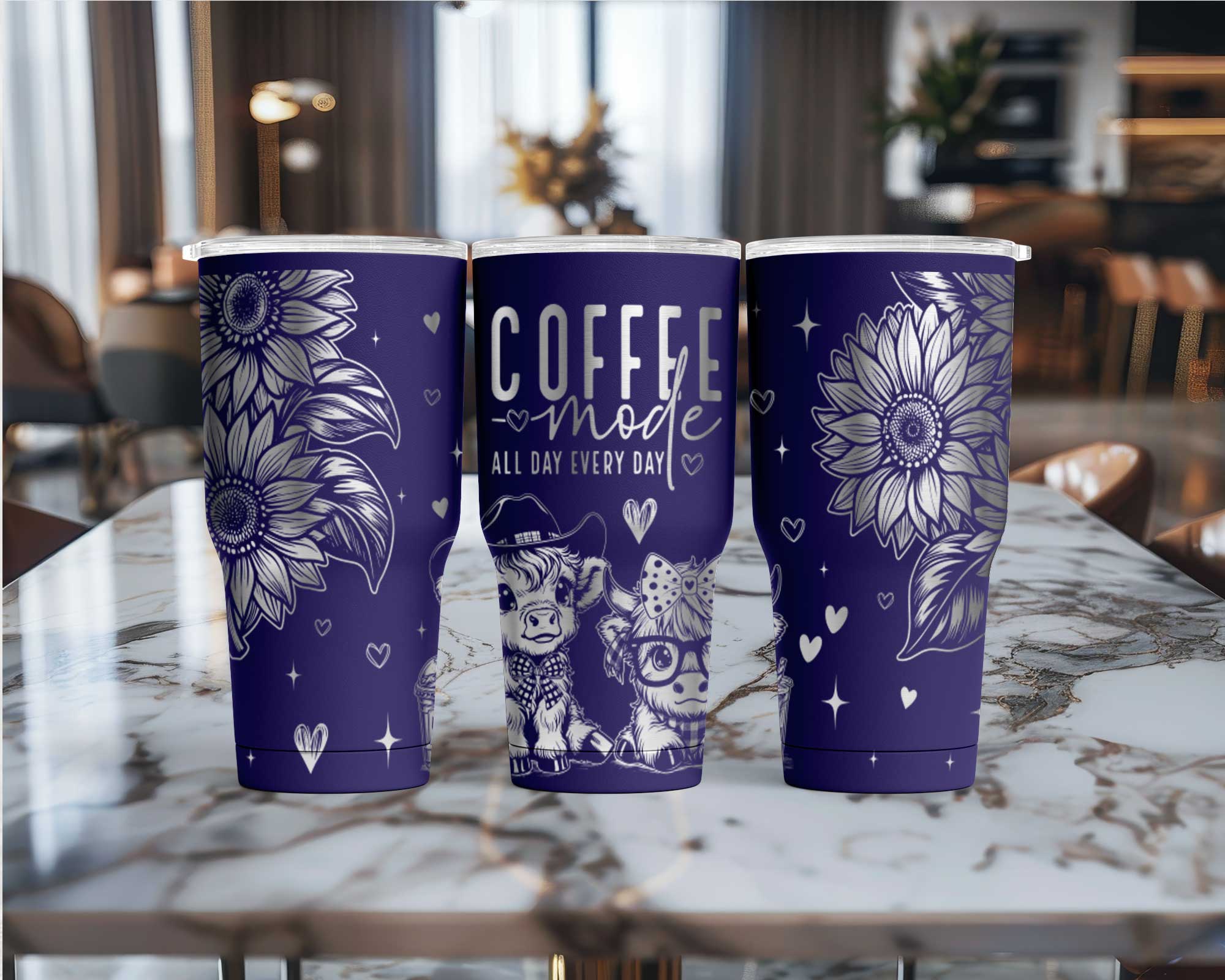 Highland Coffee Cow Laser Engraved Stainless Steel Tumbler - Image 4