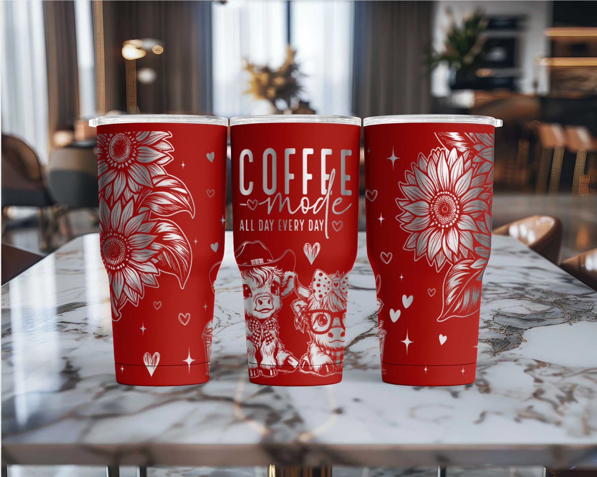 Highland Coffee Cow Laser Engraved Stainless Steel Tumbler - Image 5