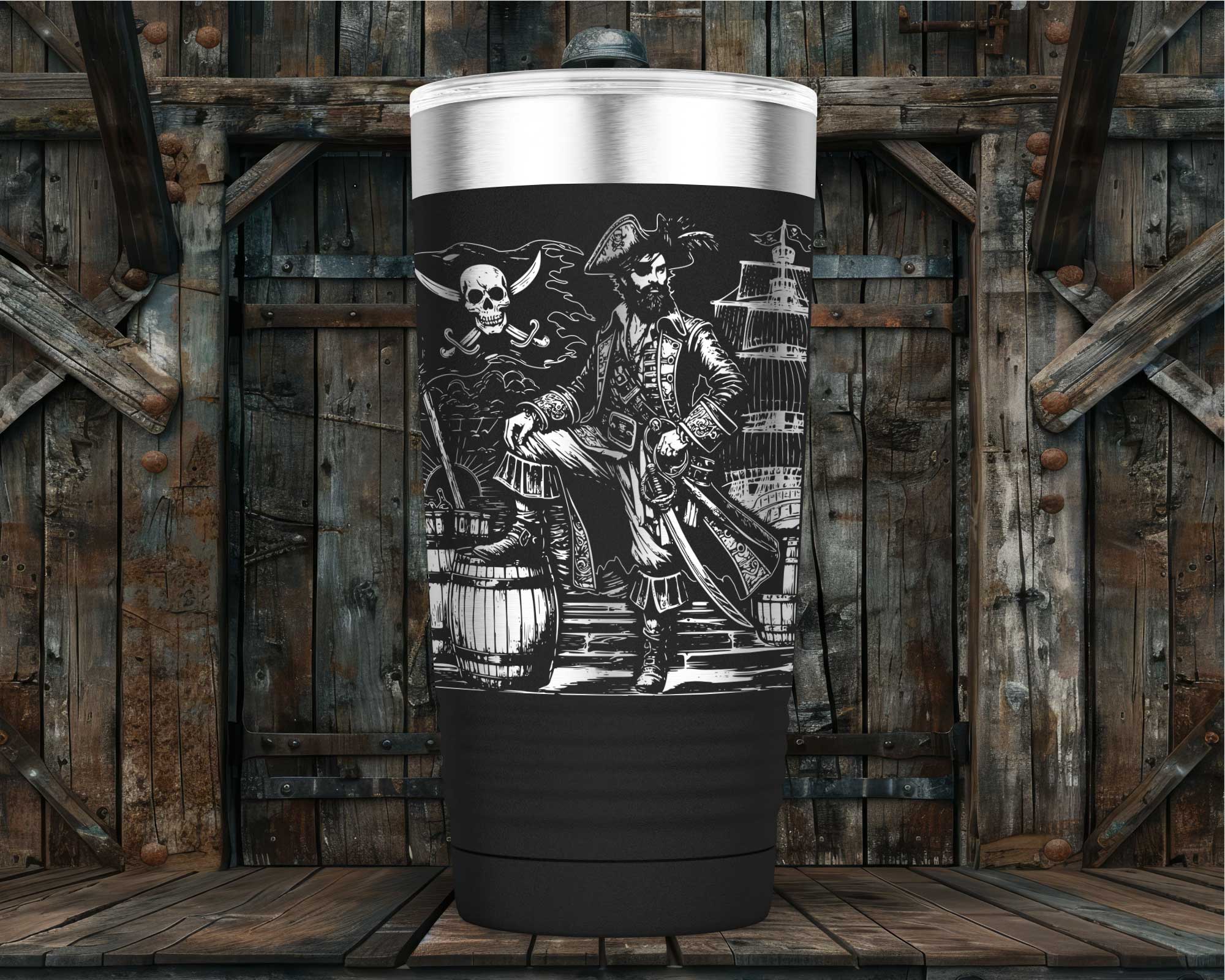 Yo Ho Matey Laser Engraved Pirate 20oz Stainless Steel Tumbler