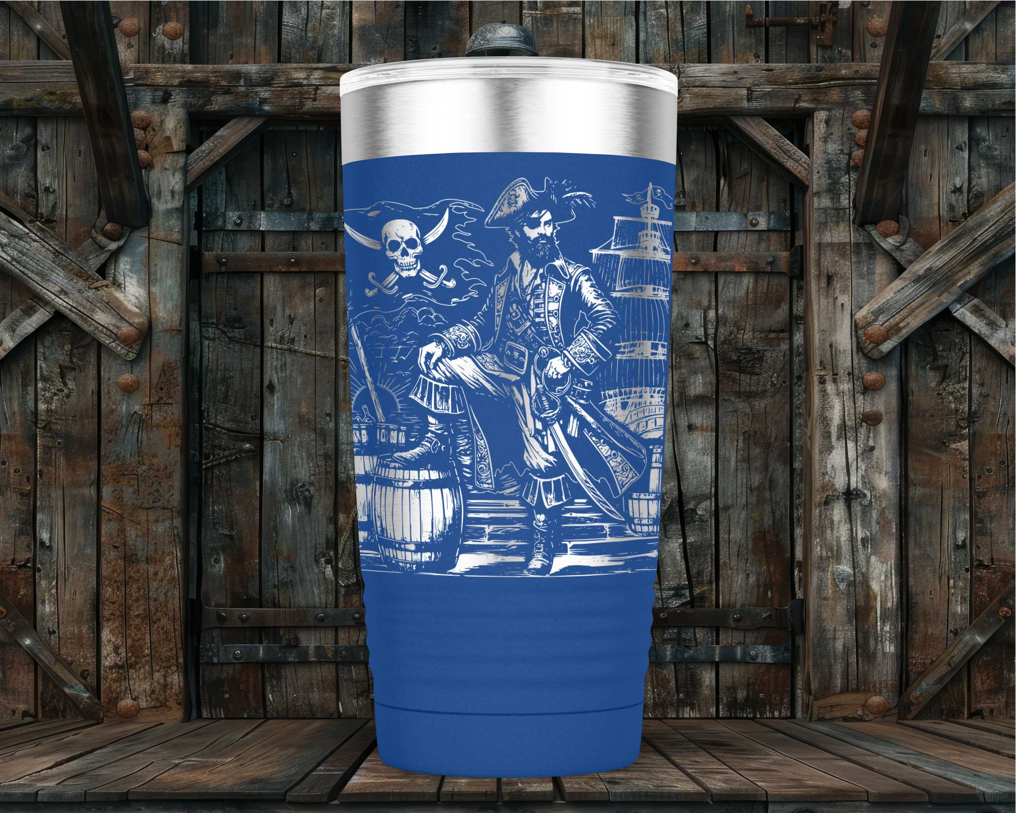 Yo Ho Matey Laser Engraved Pirate 20oz Stainless Steel Tumbler - Image 5