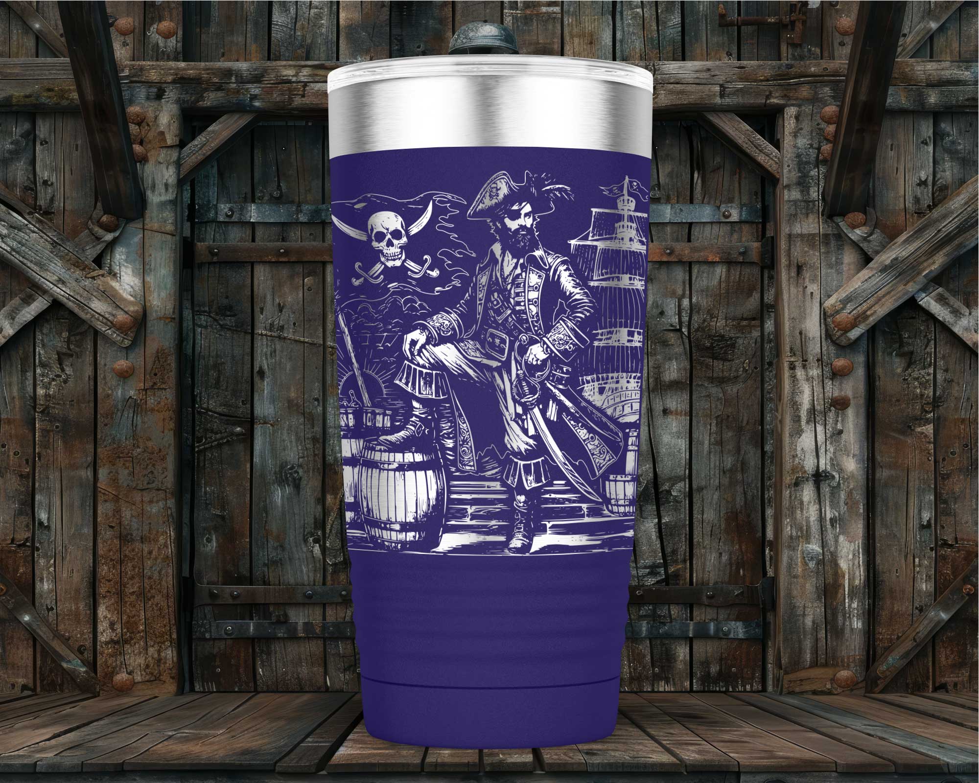 Yo Ho Matey Laser Engraved Pirate 20oz Stainless Steel Tumbler - Image 3