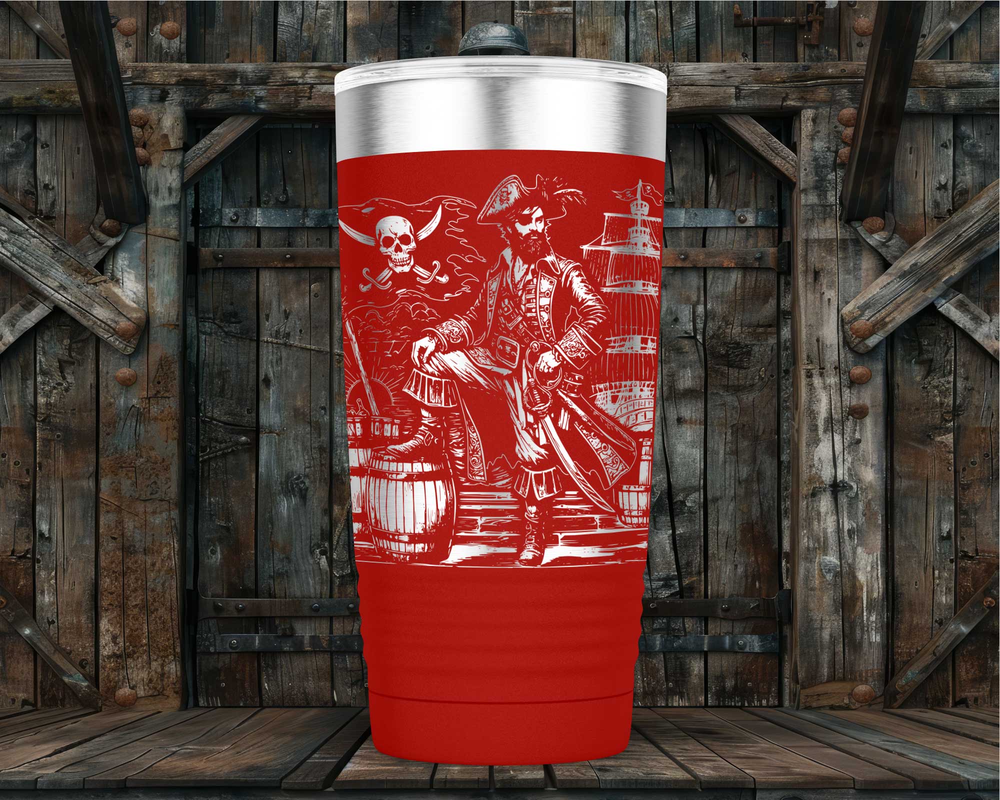 Yo Ho Matey Laser Engraved Pirate 20oz Stainless Steel Tumbler - Image 2