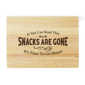 Snacks Are Gone Custom Laser Engraved Rubberwood Cutting Board