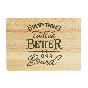 Everything Tastes Better On A Board Custom Laser Engraved Rubberwood Cutting Board