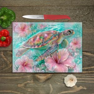 Oceanic Sea Turtle Custom Sublimated Glass Cutting Board Unique