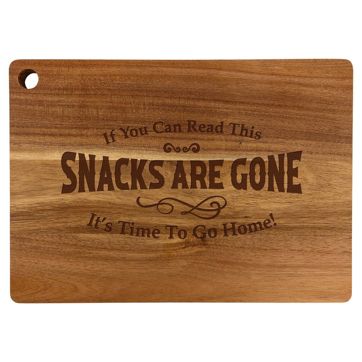 Snacks Are Gone Custom Laser Engraved Acacia Cutting Board