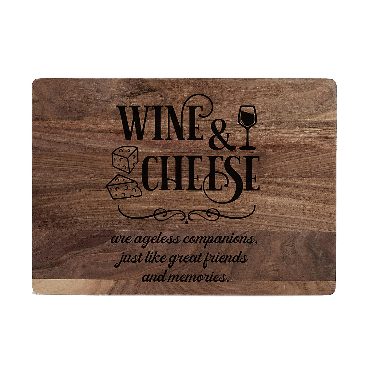 Wine & Cheese Custom Laser Engraved Walnut Cutting Board