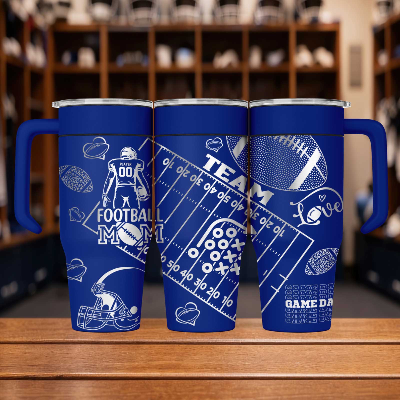 Football Mom Custom Laser Engraved Stainless Steel Tumbler 30oz Of Fun - Image 3
